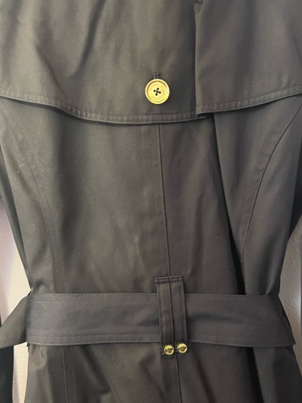 Micheal Kors Navy Double-Breasted Trench Coat with Belt - Picture 4 of 6